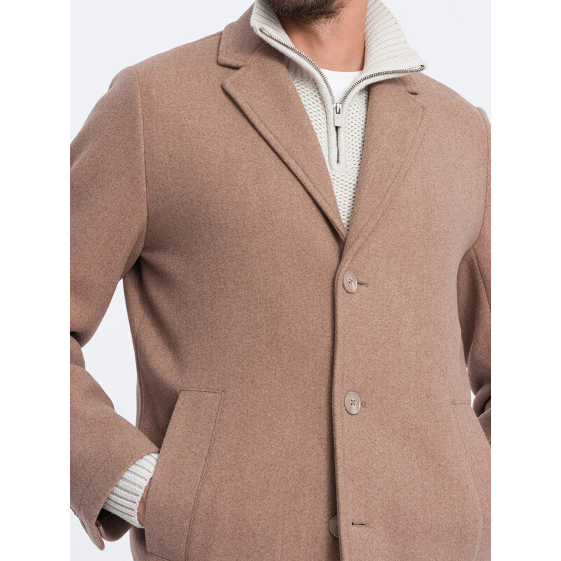 Ombre Men's lightweight single-breasted coat - beige