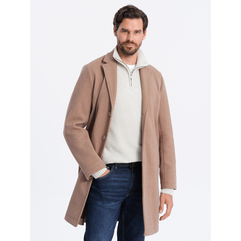 Ombre Men's lightweight single-breasted coat - beige