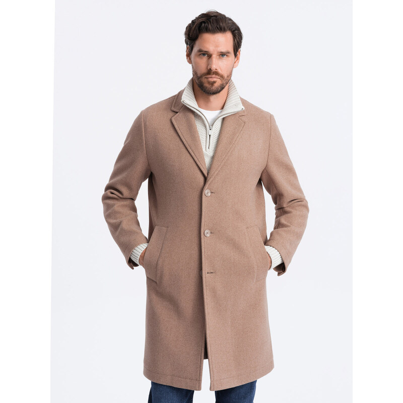 Ombre Men's lightweight single-breasted coat - beige