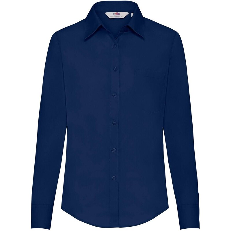 Navy blue womens poplin shirt classic Fruit Of The Loom