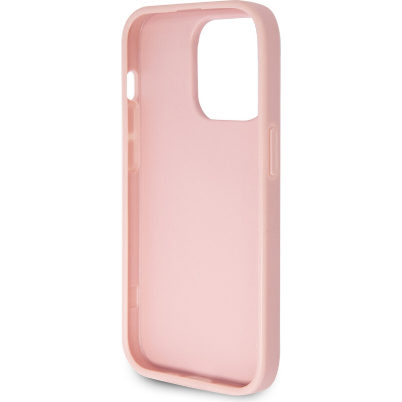 Ochranný kryt na iPhone 15 Pro - Guess, Fixed Glitter 4G Metal Logo Pink