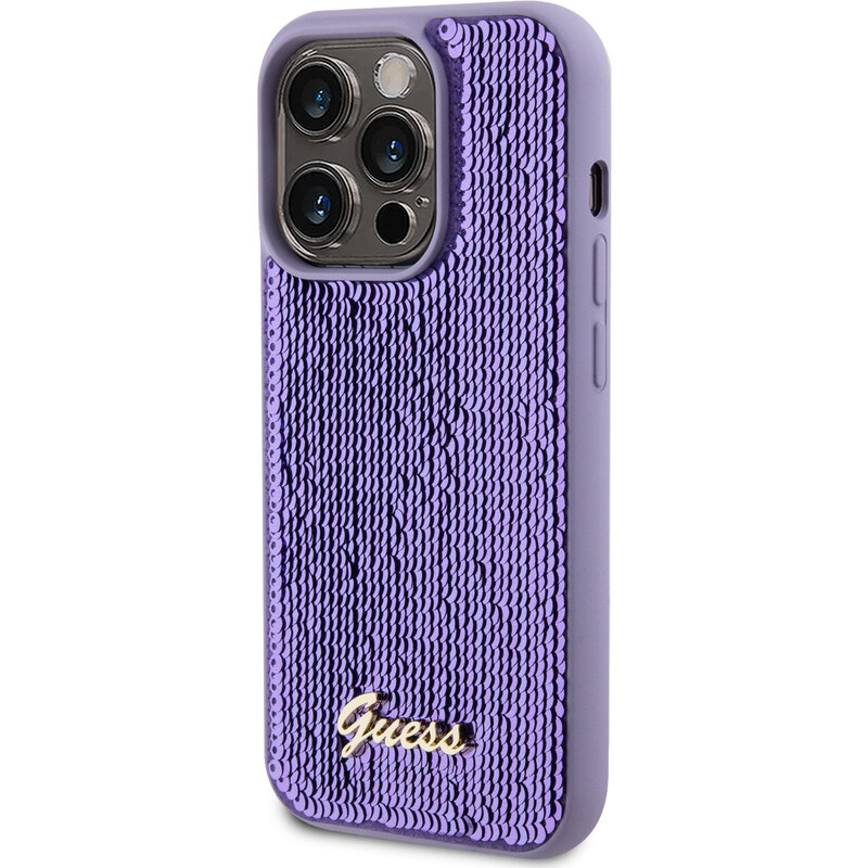 Ochranný kryt na iPhone 15 Pro MAX - Guess, Sequin Script Logo Purple