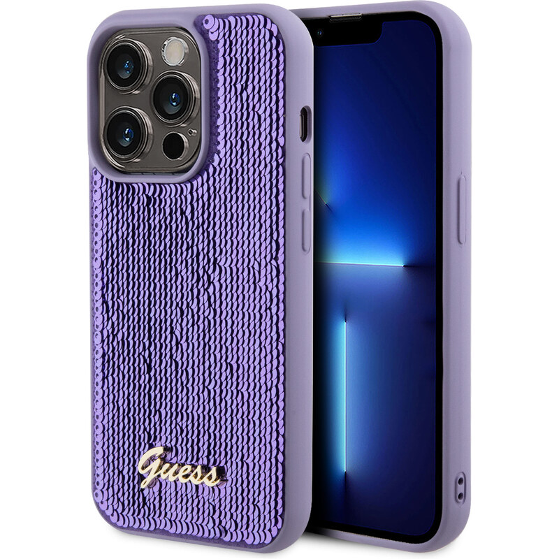 Ochranný kryt na iPhone 15 Pro MAX - Guess, Sequin Script Logo Purple