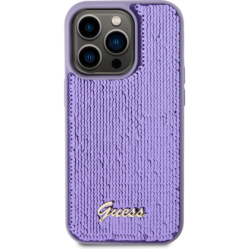 Ochranný kryt na iPhone 15 Pro MAX - Guess, Sequin Script Logo Purple