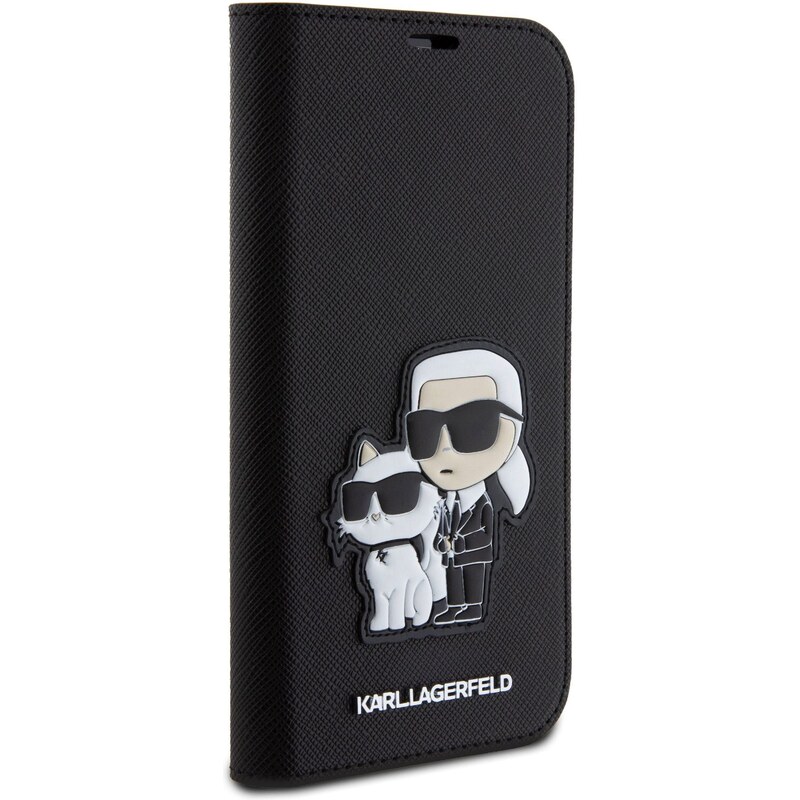 Ochranné pouzdro pro iPhone 15 - Karl Lagerfeld, Saffiano Karl and Choupette NFT Book Black