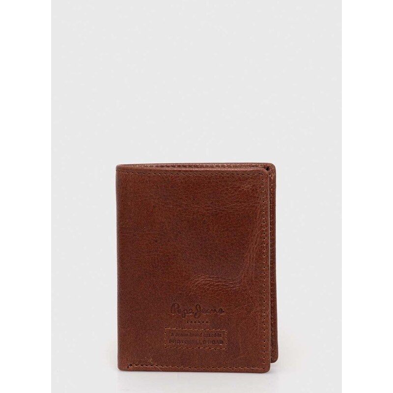 Kožená peněženka Pepe Jeans Archie hnědá barva