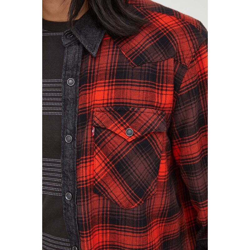 Košile Levi's červená barva, regular, s klasickým límcem