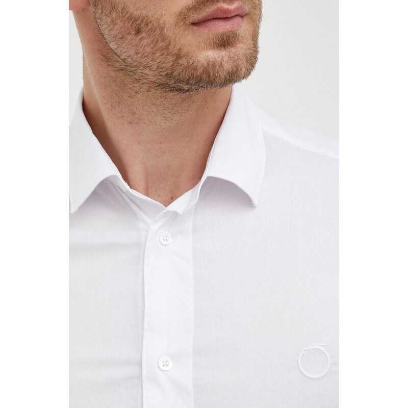 Košile Trussardi pánská, bílá barva, slim, s italským límcem