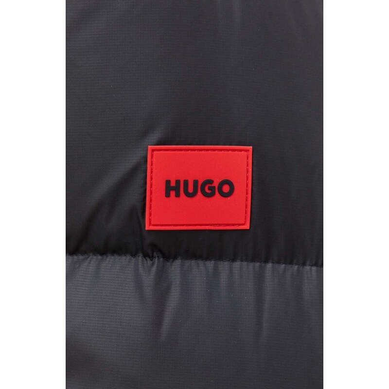 Péřová bunda HUGO pánská, červená barva, zimní