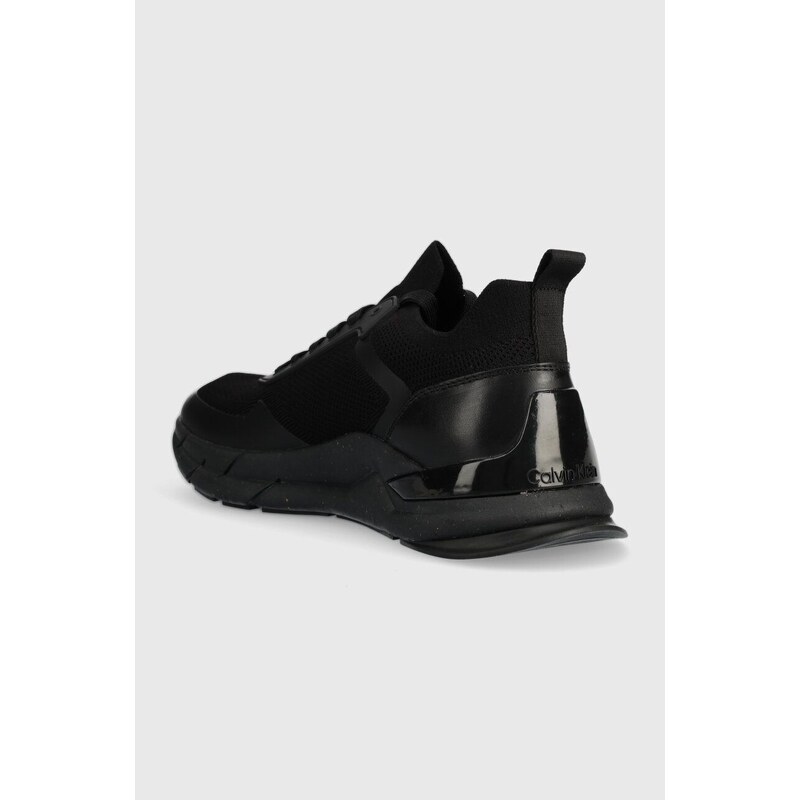 Sneakers boty Calvin Klein LOW TOP LACE UP KNIT černá barva, HM0HM01266