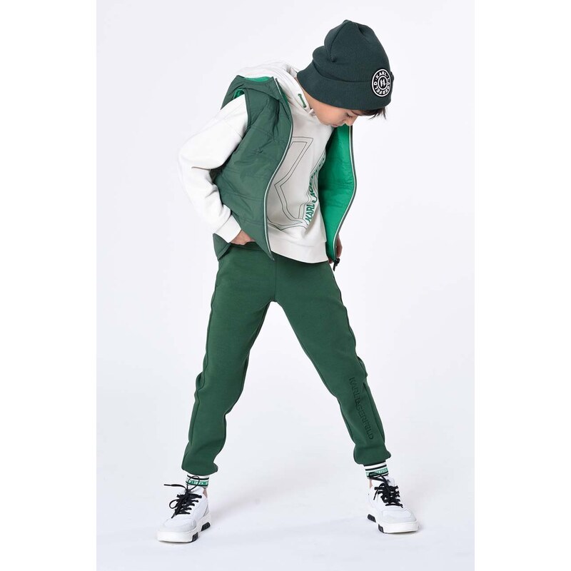 Dětská oboustranná vesta Karl Lagerfeld zelená barva