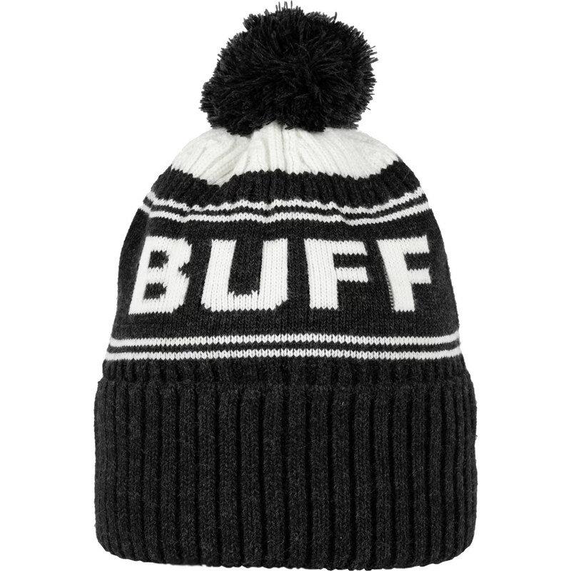 ČERNO-BÍLÁ ČEPICE S BAMBULÍ BUFF HIDO KNITTED HAT BEANIE Černá