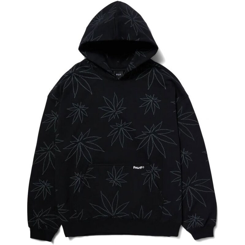 IKINA HUF Plantlife Fleece Hoodie - černá -