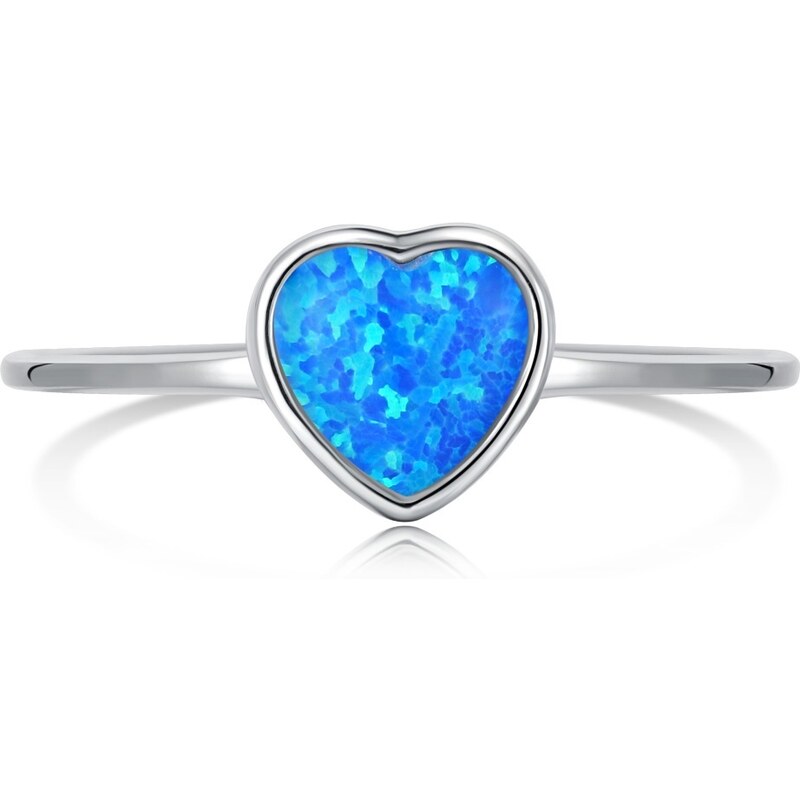 Nastavitelný stříbrný prsten s modrým srdíčkem - Meucci SYR042