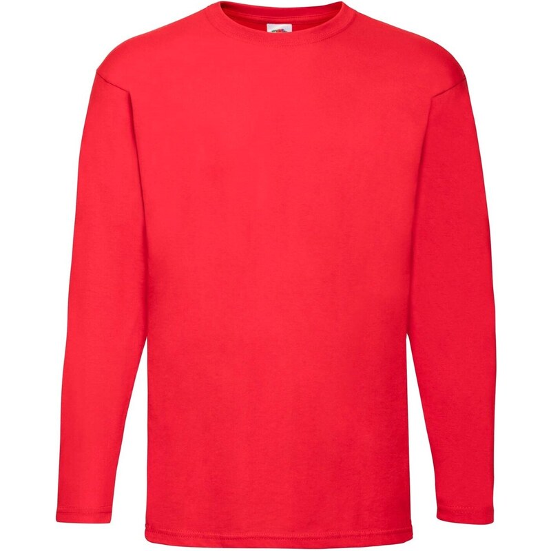 Valueweight Mens Red Long Sleeve T-shirt Fruit of the Loom