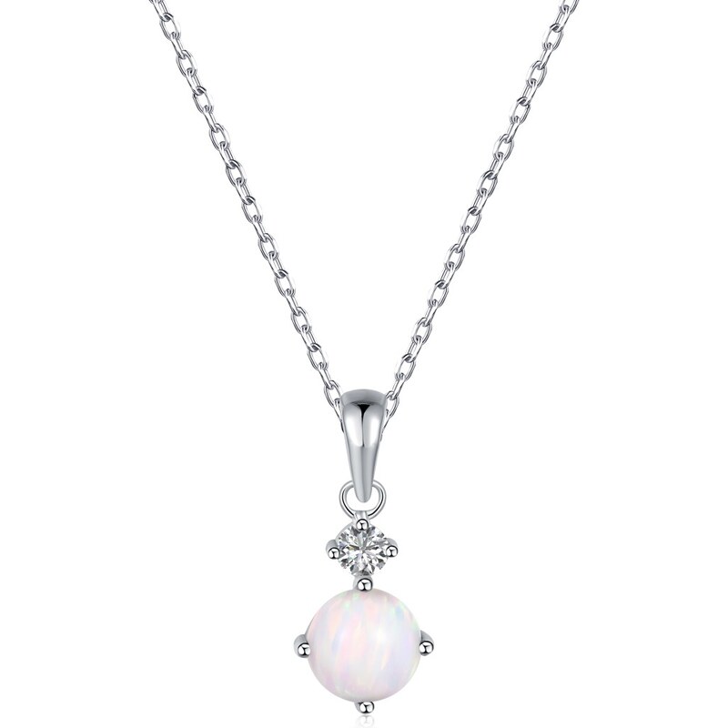 Stříbrný náhrdelník s opálem a zirkonem - Meucci SYN012