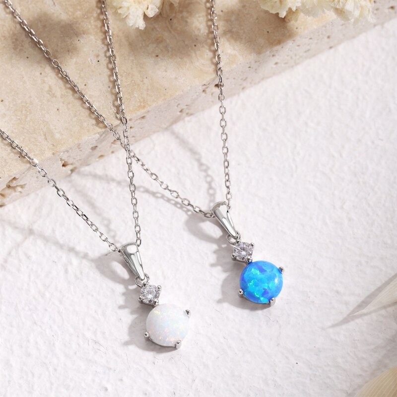 Stříbrný náhrdelník s opálem a zirkonem - Meucci SYN012