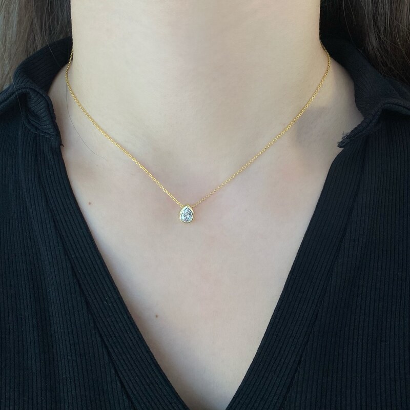 Pozlacený stříbrný náhrdelník se zirkonovou kapičkou - Meucci SYN008