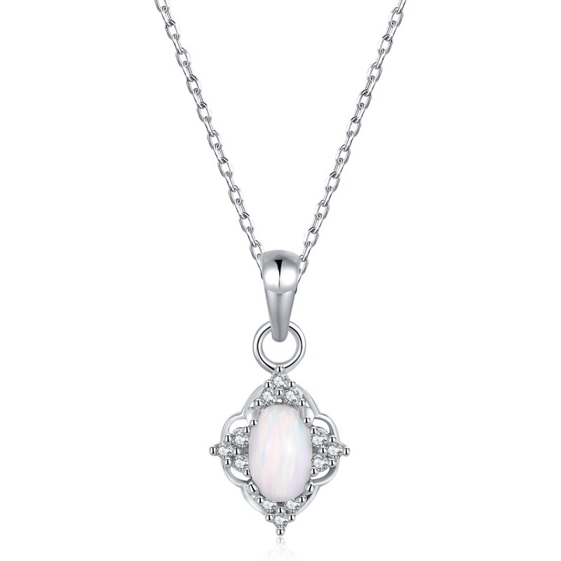 Stříbrný náhrdelník s opálem a zirkony - Meucci SYN030