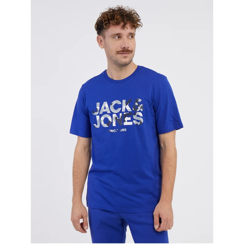 Modré pánské tričko Jack & Jones James - Pánské - GLAMI.cz