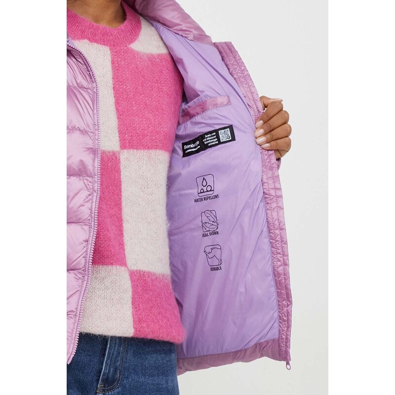 Péřová bunda Bomboogie dámská, fialová barva, zimní
