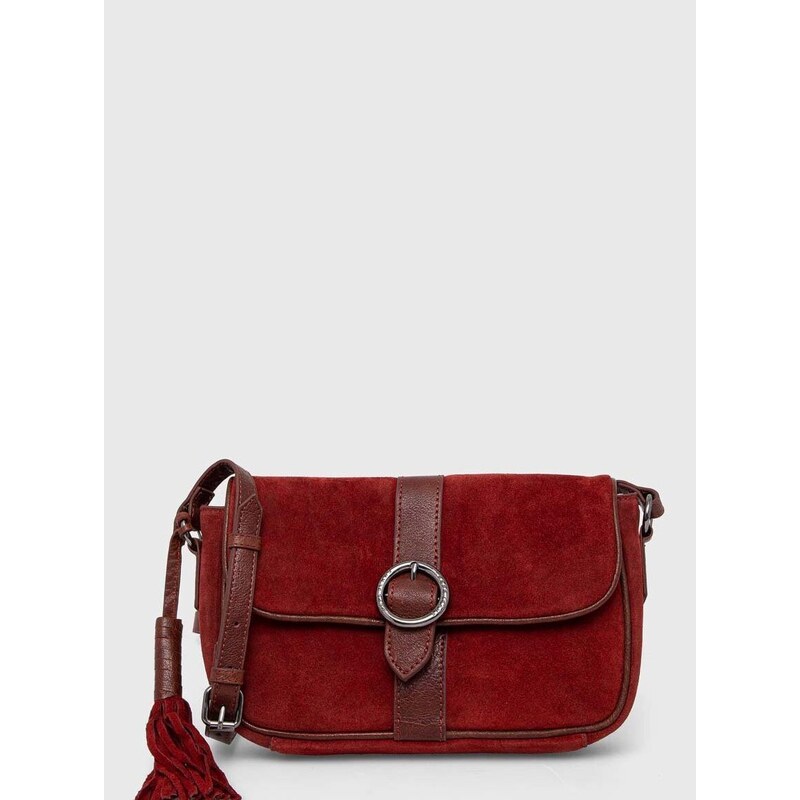 Semišová kabelka Pepe Jeans červená barva