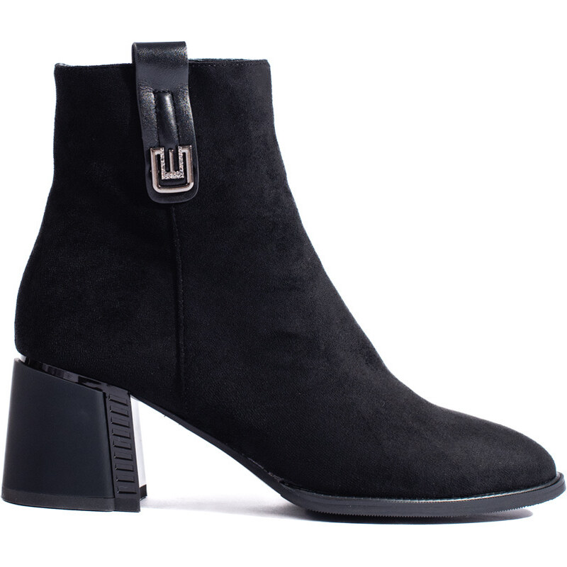 GOODIN Black classic suede heeled ankle boots Shelvt