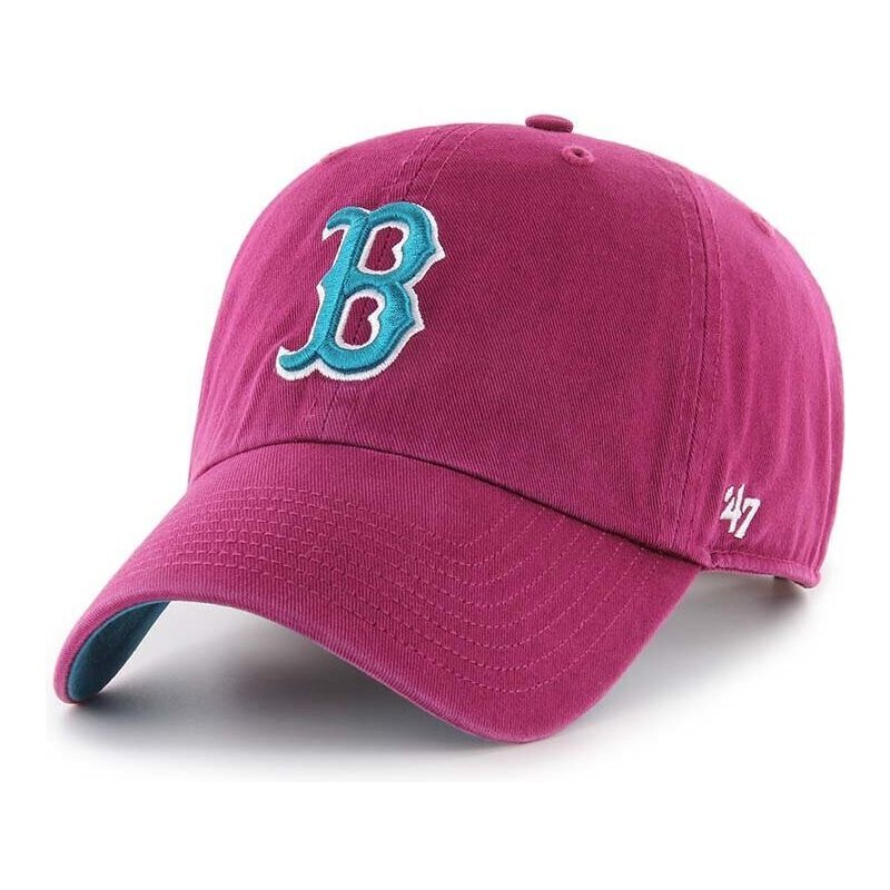 Bavlněná baseballová čepice 47brand MLB Boston Red Sox vínová barva, s aplikací