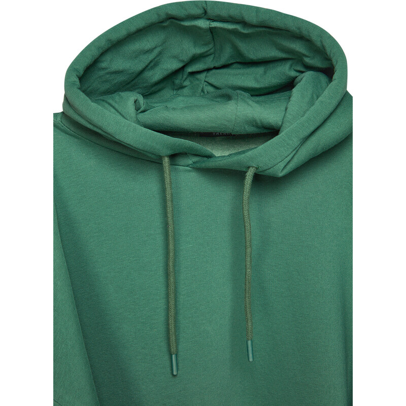 Trendyol Green Oversize/Wide-Cut Leg Elastic Basic Inner Fleece Cotton Tracksuit