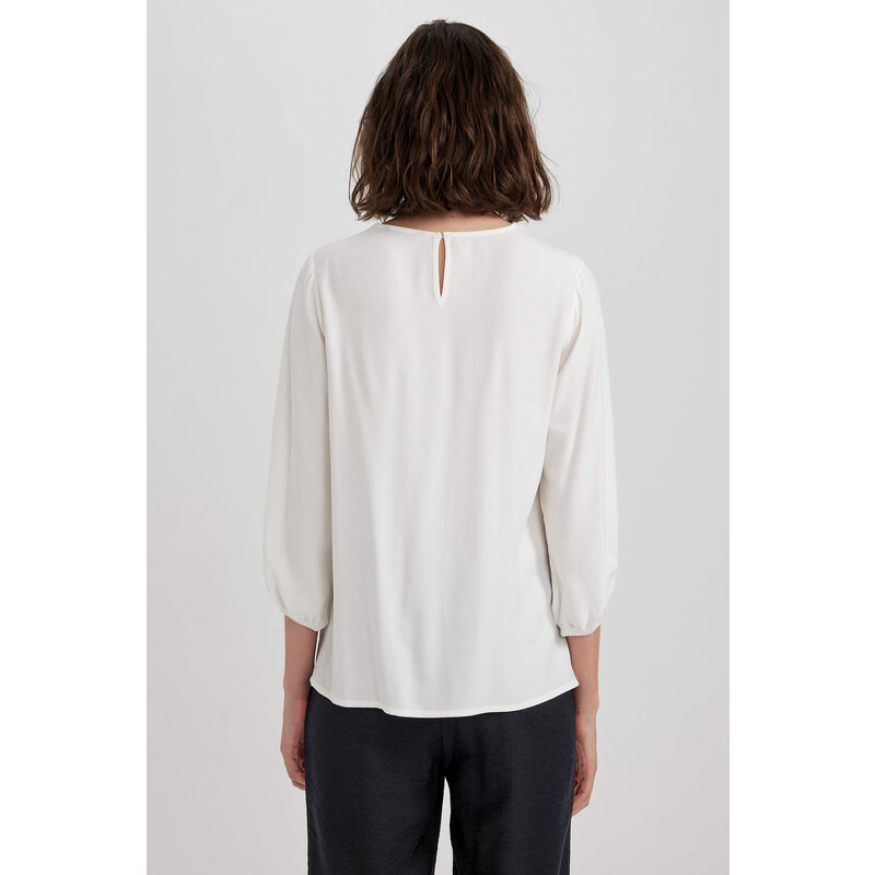 DEFACTO Square Neck Regular Fit Long Sleeve Blouse