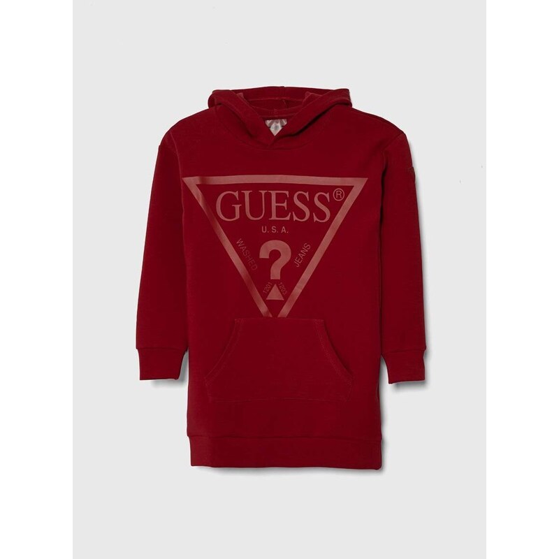 Dívčí šaty Guess vínová barva, mini