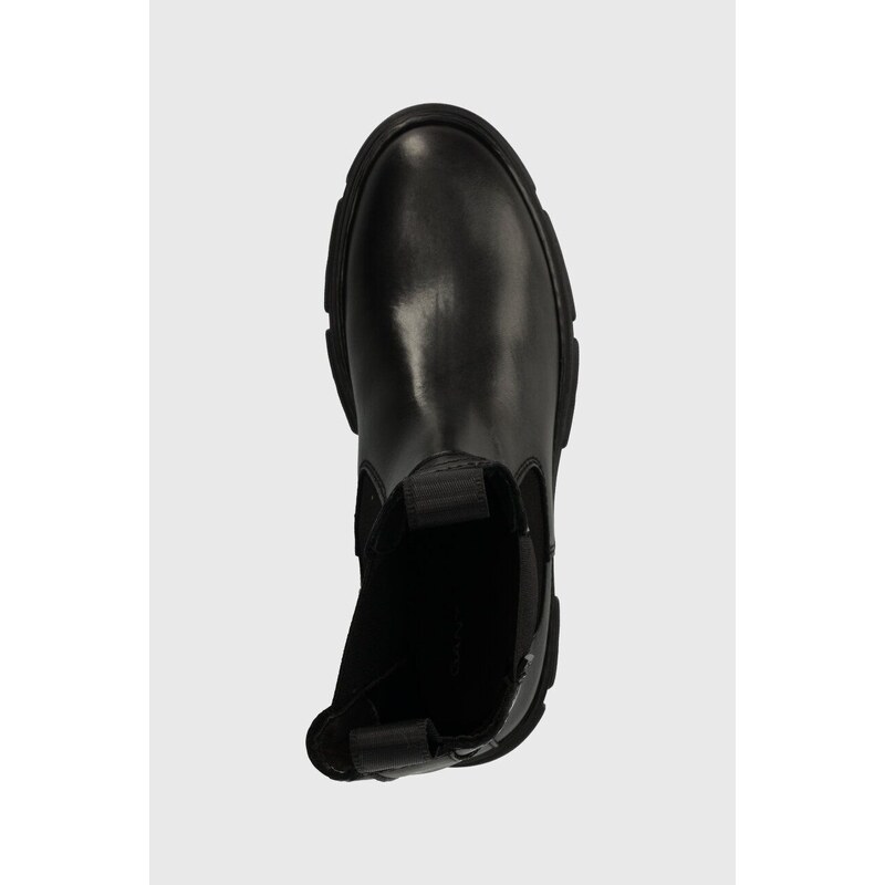 Kožené kotníkové boty Gant Monthike dámské, černá barva, na plochém podpatku, 27551356.G00