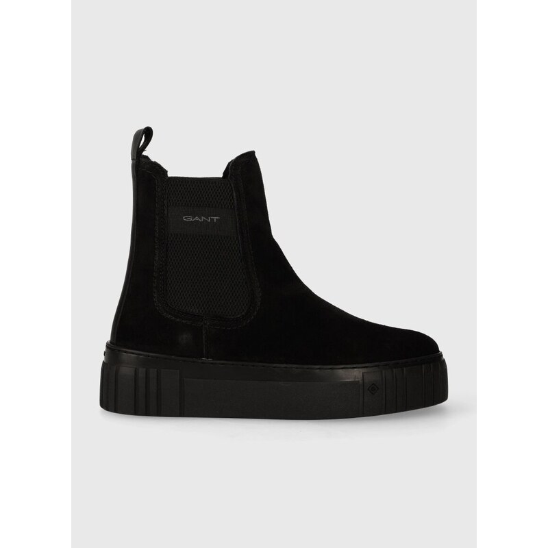 Semišové boty Gant Snowmont dámské, černá barva, na plochém podpatku,  zateplené, 27553397.G00 - GLAMI.cz