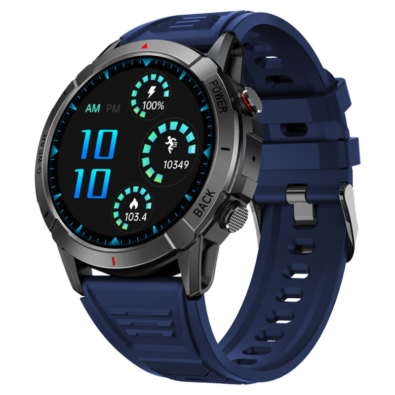 Chytré hodinky Madvell Horizon s bluetooth voláním černá s modrým sportovním silikonovým řemínkem