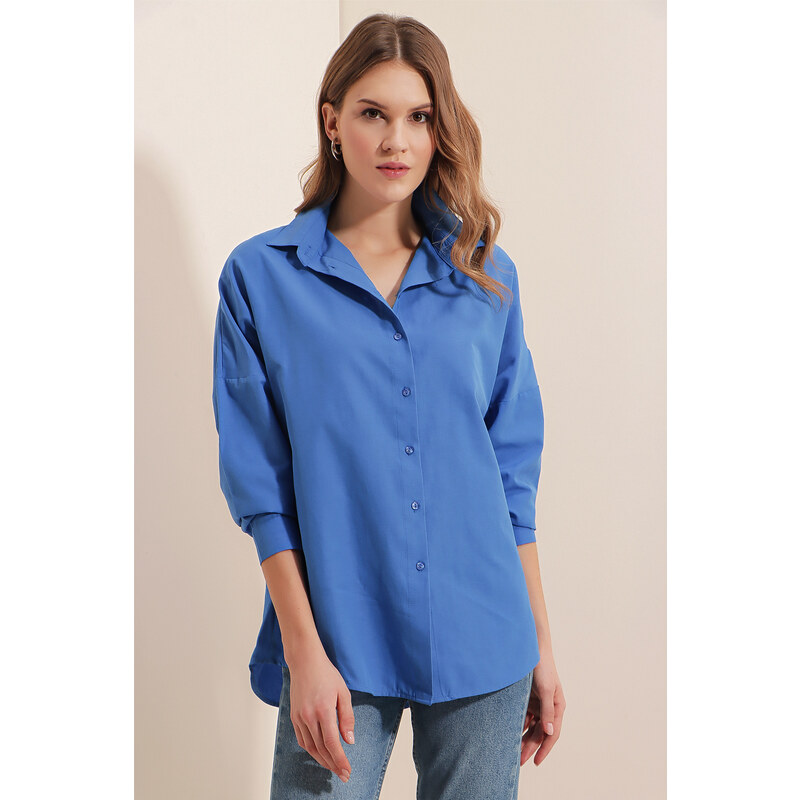 Bigdart 3900 Oversize Long Basic Shirt - B.blue