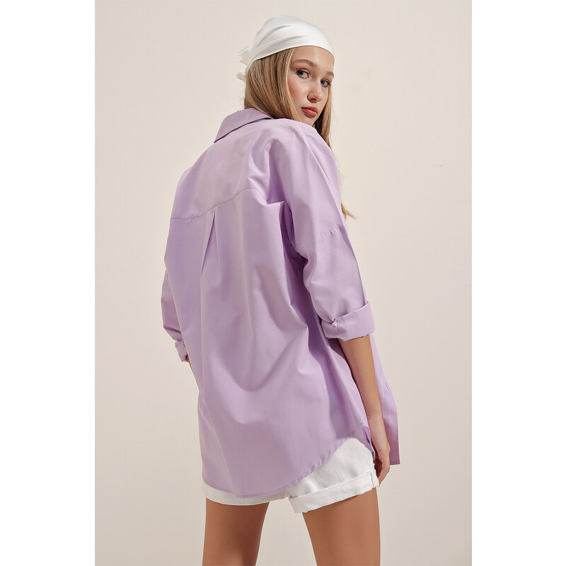 Bigdart 3900 Oversize Long Basic Shirt - Lilac