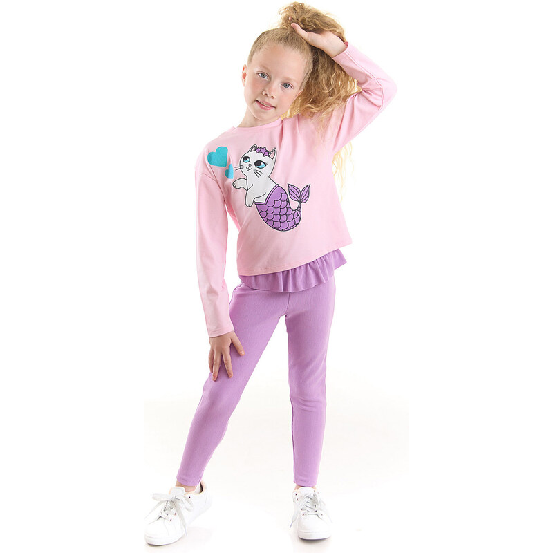 mshb&g Sea Cat Girl's T-Shirt Tights Set