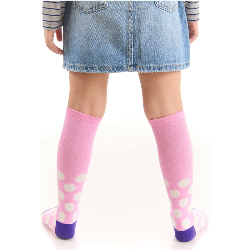 Denokids Naughty Cat Girl Child Pink Knee-Length Socks