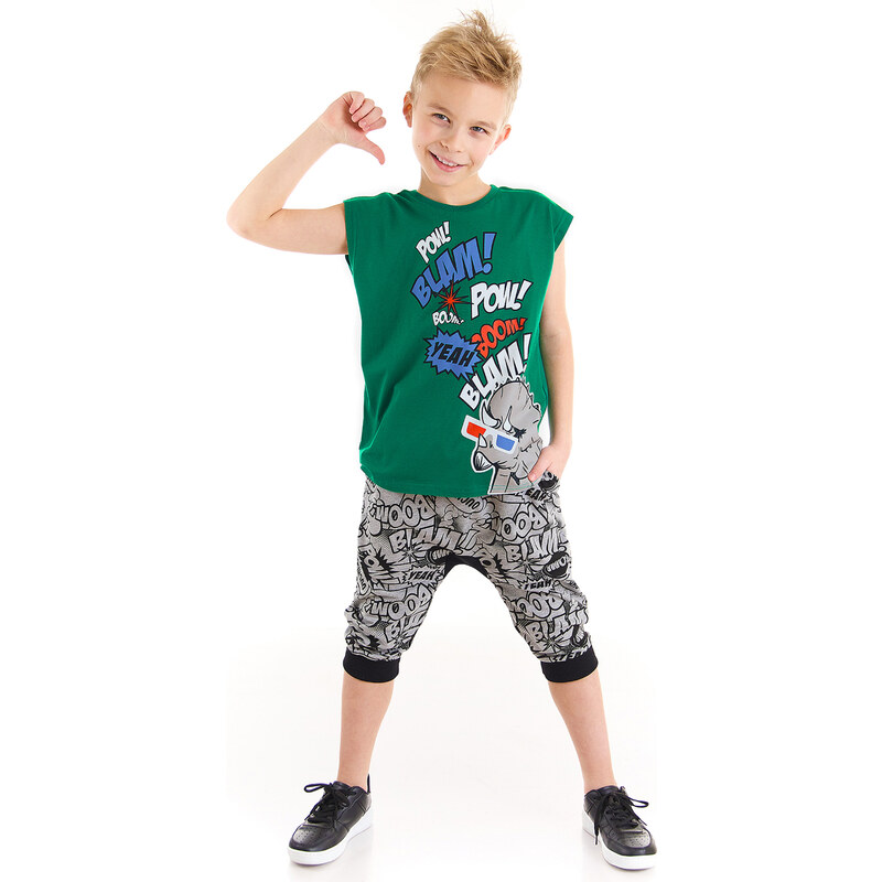 mshb&g Comics Dino Boys T-shirt Capri Shorts Set