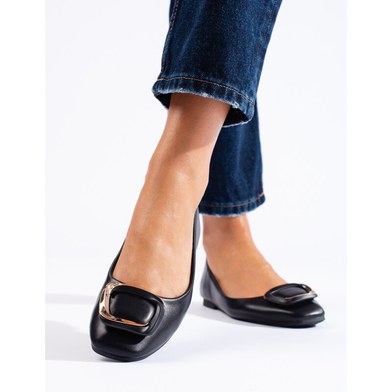 GOODIN Black elegant ballerinas with square toe Shelvt