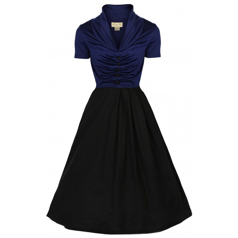Lindy Bop retro dámské šaty ELSA černé/modré velikosti: 38