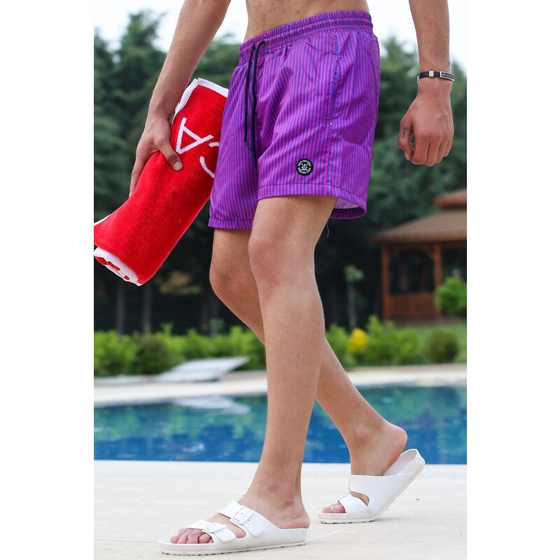 Madmext Striped Purple Marine Shorts 4253