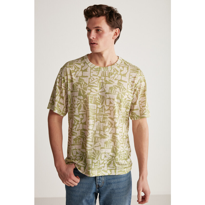 GRIMELANGE Lucas Comfort Ecru / Patterned T-shirt