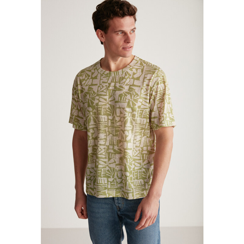 GRIMELANGE Lucas Comfort Ecru / Patterned T-shirt