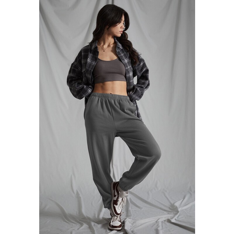 Madmext Women's Anthracite Oversized Sweatpants With An Elastic Waist