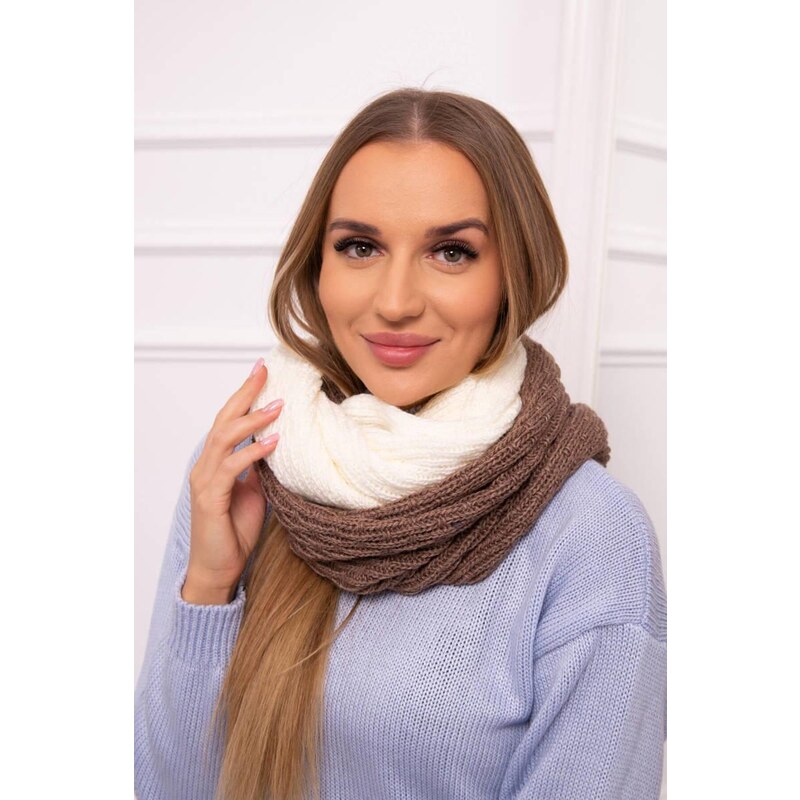 MladaModa Dámský dvoubarevný komín KN14 barva mocca+ecru 85865986