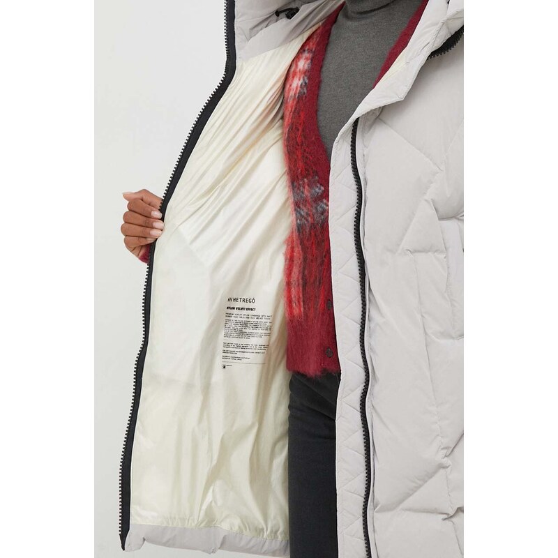 Péřová bunda Hetrego dámská, béžová barva, zimní, oversize