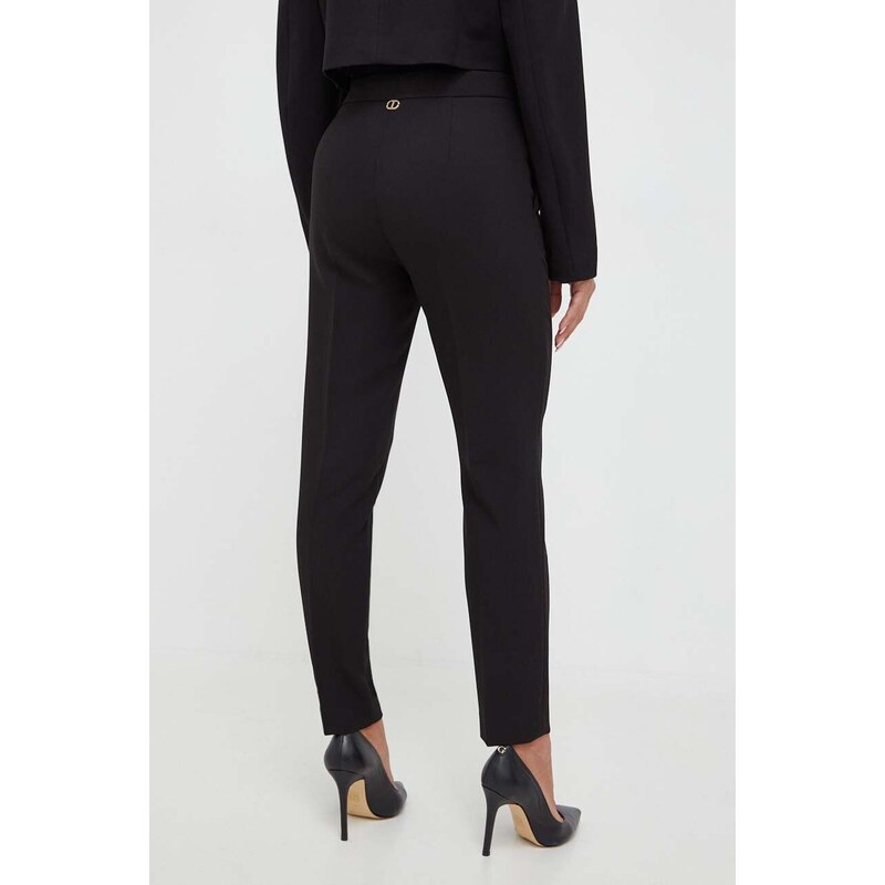 Kalhoty Twinset dámské, černá barva, jednoduché, high waist