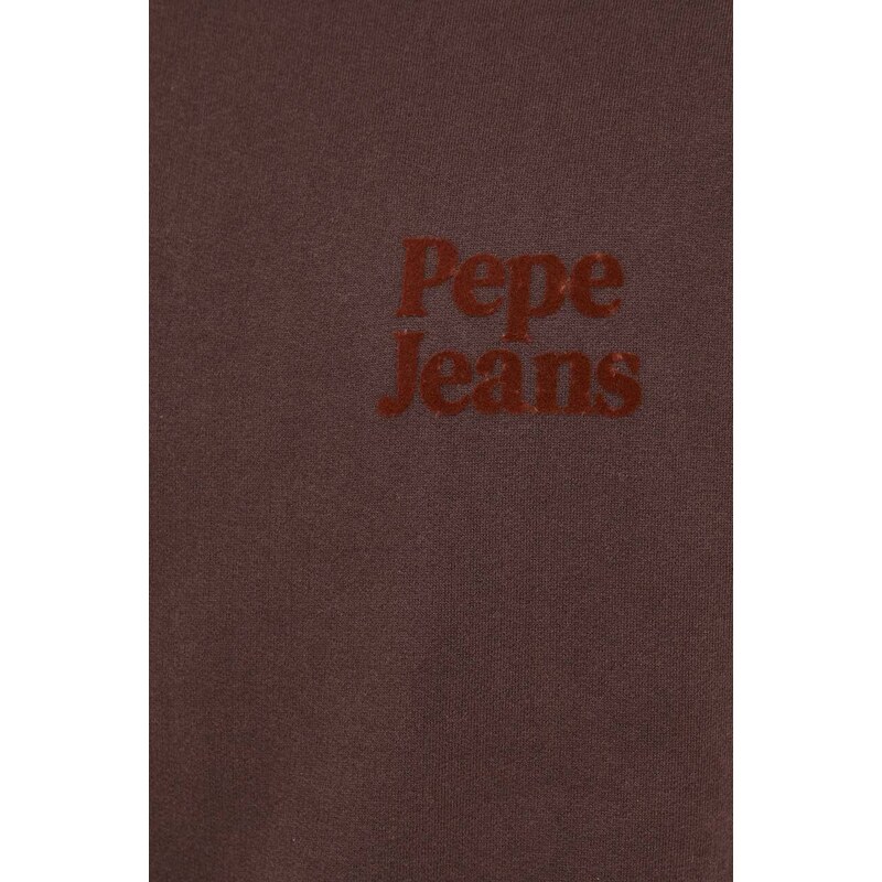 Bavlněná mikina Pepe Jeans Murvel pánská, hnědá barva, s potiskem