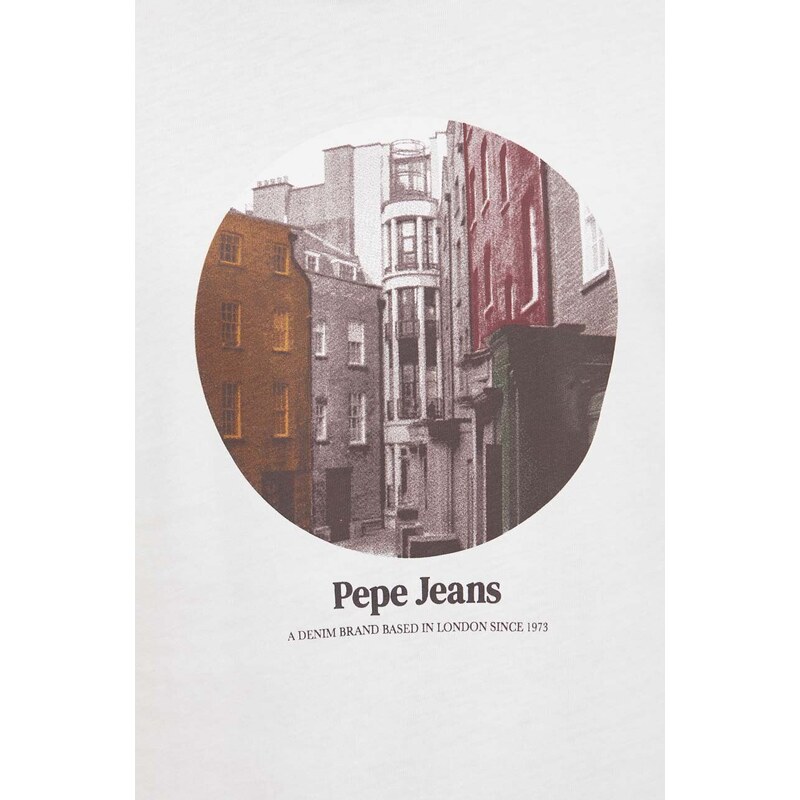 Bavlněné tričko Pepe Jeans Kervin bílá barva, s potiskem